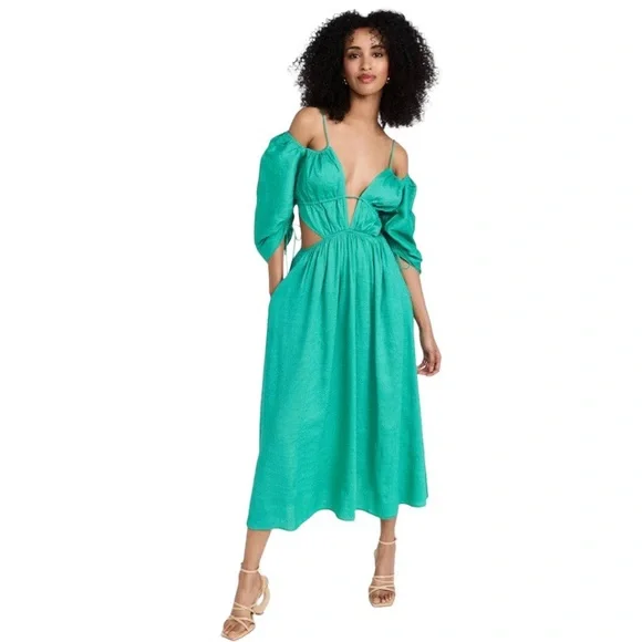 chinese dress ladies Fit and flare midi summer linen dress 4896  Xiaolizi